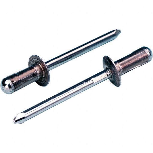 Open End Blind Rivet: Size 6, Dome Head, Aluminum Body, Steel Mandrel MPN:POP01661-00621