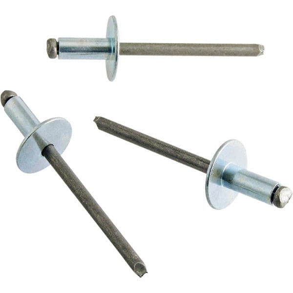 Open End Blind Rivet: Size 6, Large Flange Head, Steel Body, Steel Mandrel MPN:POPSD64BSLF