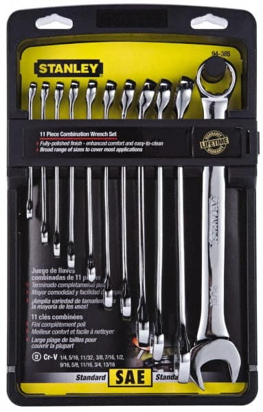 Combination Wrench Set: 11 Pc, 1/2