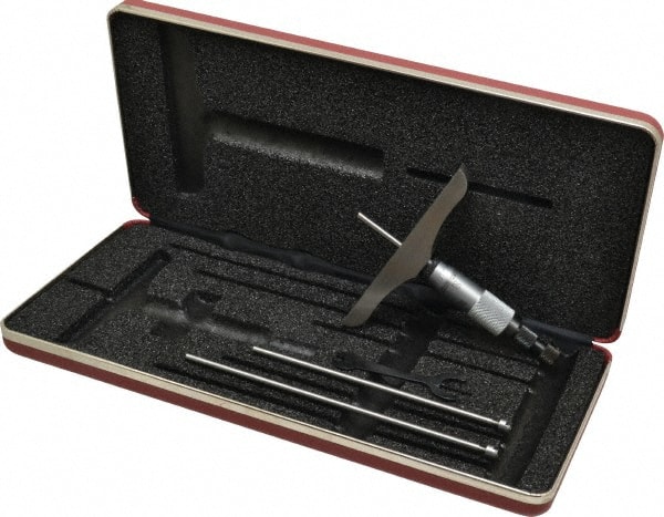 Mechanical Depth Micrometer: 3'' Range, 3 Rod, Satin Chrome Finish MPN:52220