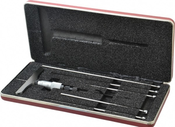 Mechanical Depth Micrometer: 6'' Range, 6 Rods, Satin Chrome Finish MPN:52224