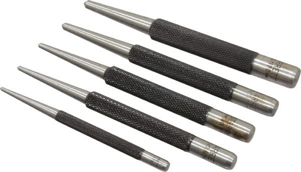 Center Punch Set: 5 Pc, 0.1667 to 0.1563