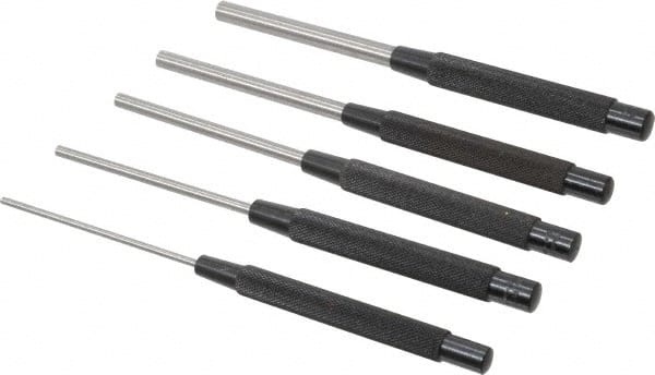 Pin Punch Set: 5 Pc, 0.125 to 0.375