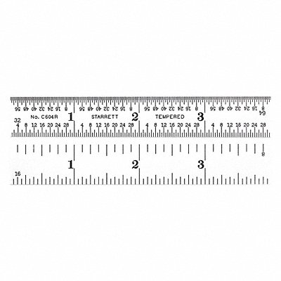 Ruler Spring-Tempered Steel 4 L x 5/8 W MPN:C604R-4