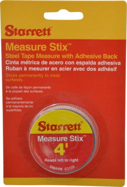 4 Ft. Long x 1/2 Inch Wide, 1/32 and 1/16 Inch Graduation, White, Steel Adhesive Tape Measure MPN:63168