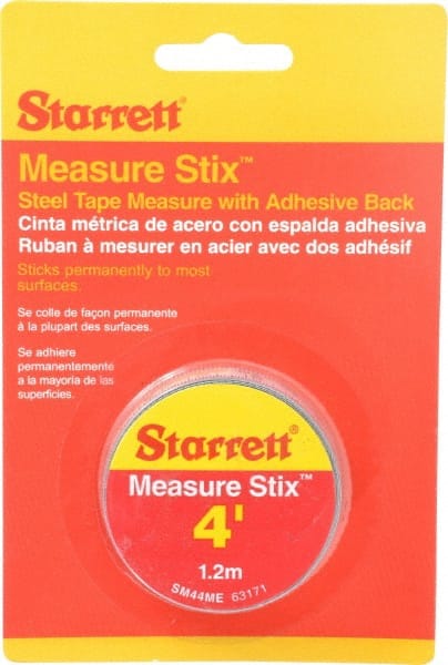 4 Ft. Long x 1/2 Inch Wide, 1/16 Inch Graduation, White, Steel Adhesive Tape Measure MPN:63171