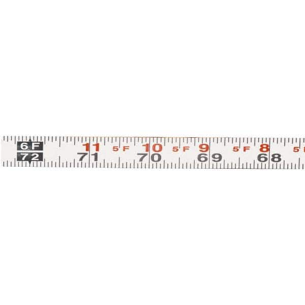 6 Ft. Long x 1/2 Inch Wide, 1/32 and 1/16 Inch Graduation, White, Steel Adhesive Tape Measure MPN:66634