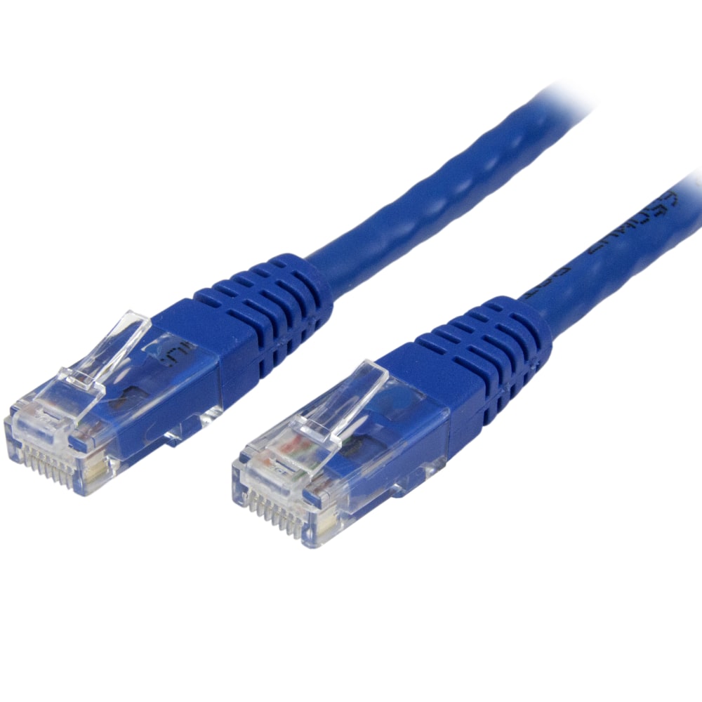 StarTech.com 100ft CAT6 Ethernet Cable - Blue Molded Gigabit CAT 6 Wire - 100W PoE RJ45 UTP 650MHz - Category 6 Network Patch Cord UL/TIA - 100ft Blue CAT6 up to 160ft - 650MHz - 100W PoE (Min Order Qty 2) MPN:C6PATCH100BL