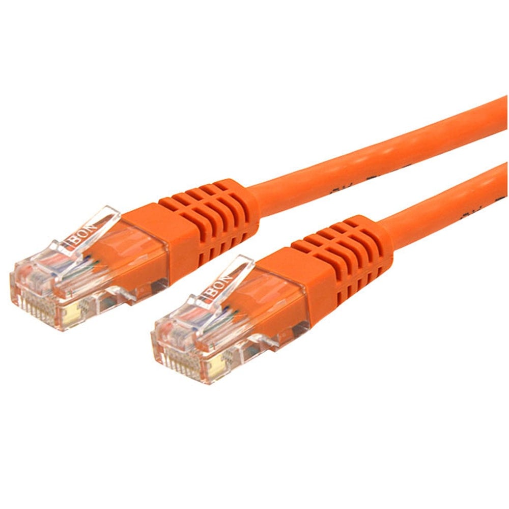 StarTech.com 25ft CAT6 Ethernet Cable - Orange Molded Gigabit CAT 6 Wire - 100W PoE RJ45 UTP 650MHz - Category 6 Network Patch Cord UL/TIA - 25ft Orange CAT6 up to 160ft - 650MHz - 100W PoE - 25 foot UL ETL verified Molded UTP RJ45 pa (Min Order Qty 8) MP