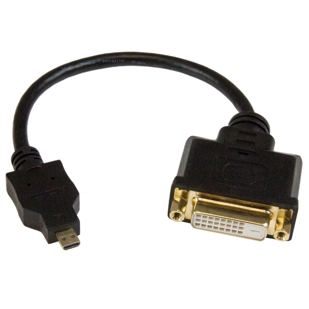 StarTech.com Micro HDMI to DVI-D Adapter M/F - 8in - Black (Min Order Qty 5) MPN:HDDDVIMF8IN