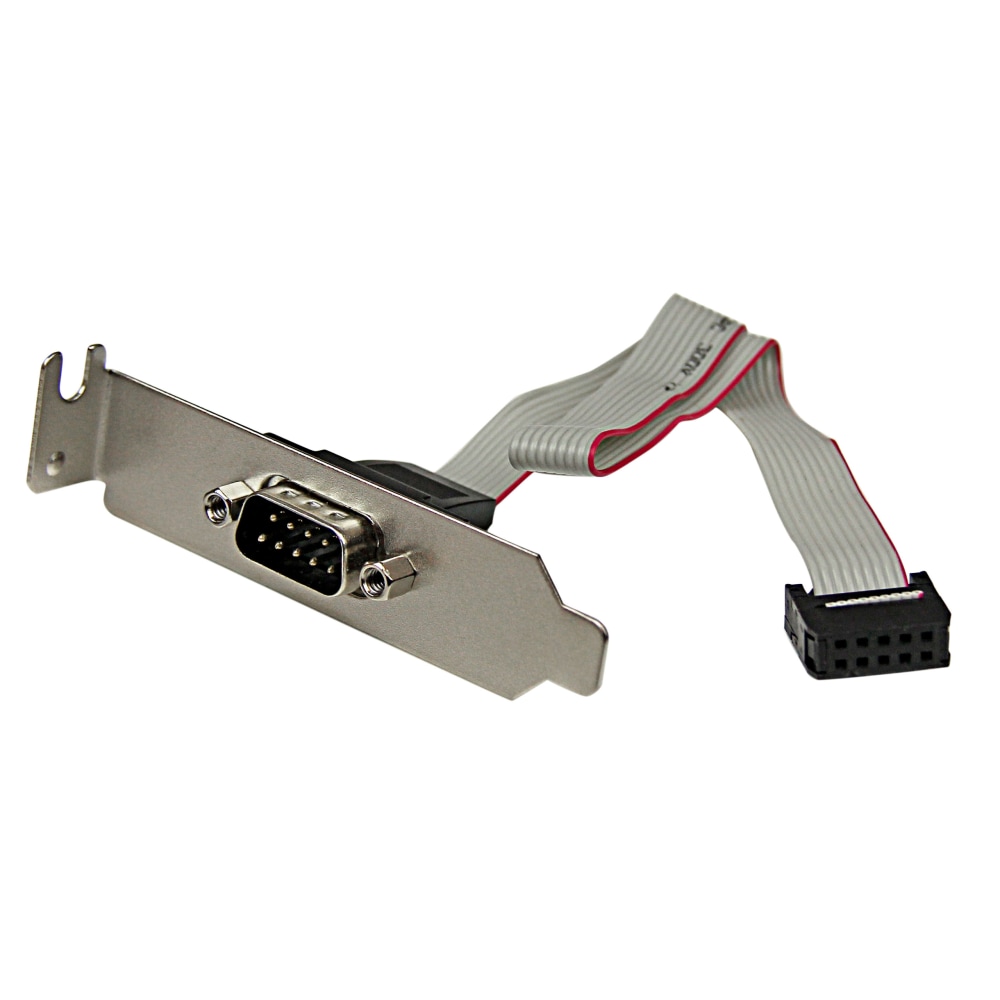 StarTech.com 9-pin Serial to 10-pin Header Slot Plate with Low Profile Bracket - Serial panel - DB-9 (M) - 10 pin IDC (F) - 23 cm - Add a DB9 serial port to the rear panel of a small form factor/low profile computer. (Min Order Qty 14) MPN:PLATE9MLP