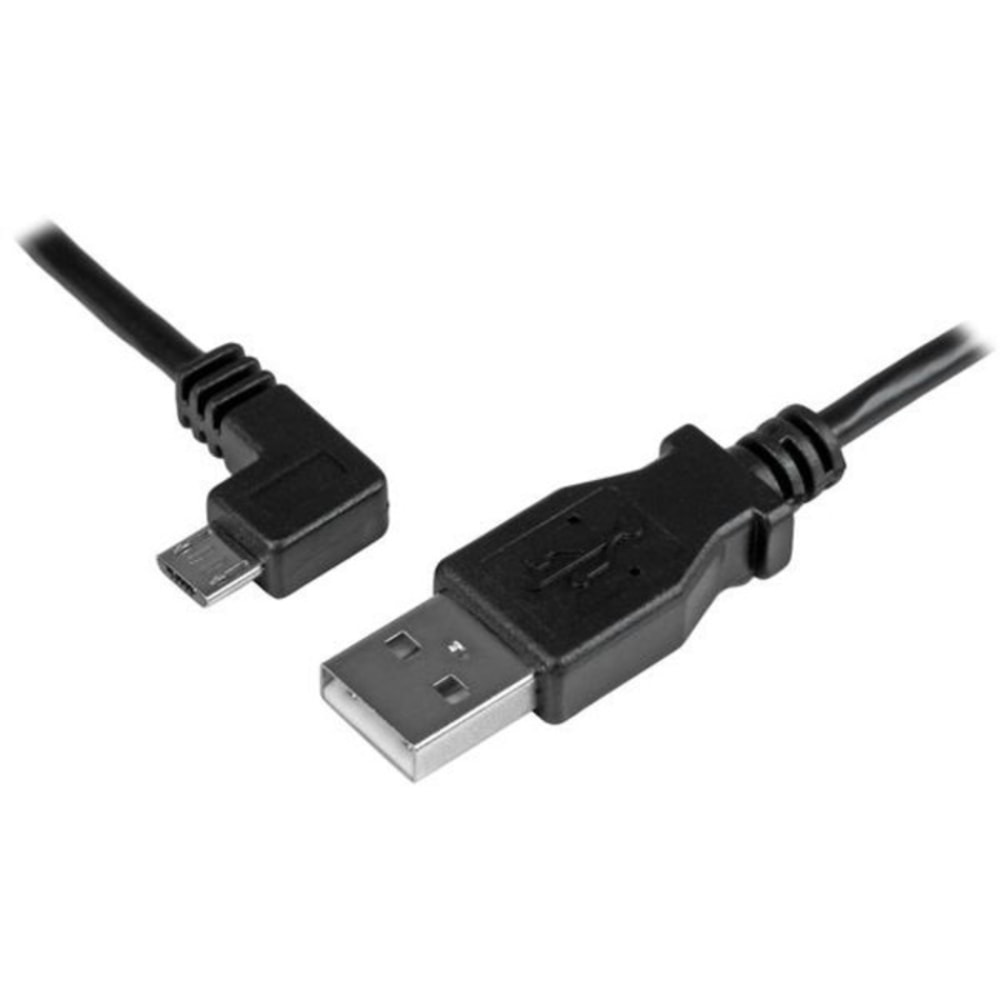 StarTech.com Micro-USB Charge-and-Sync Cable M/M - Left-Angle Micro-USB - 24 AWG - 0.5 m - 1.64 ft USB Data Transfer Cable for Tablet, Notebook, Phone - First End: 1 x Type A Male USB - Second End: 1 x Type B Male Micro USB - 60 MB/s  (Min Order Qty 9) MP