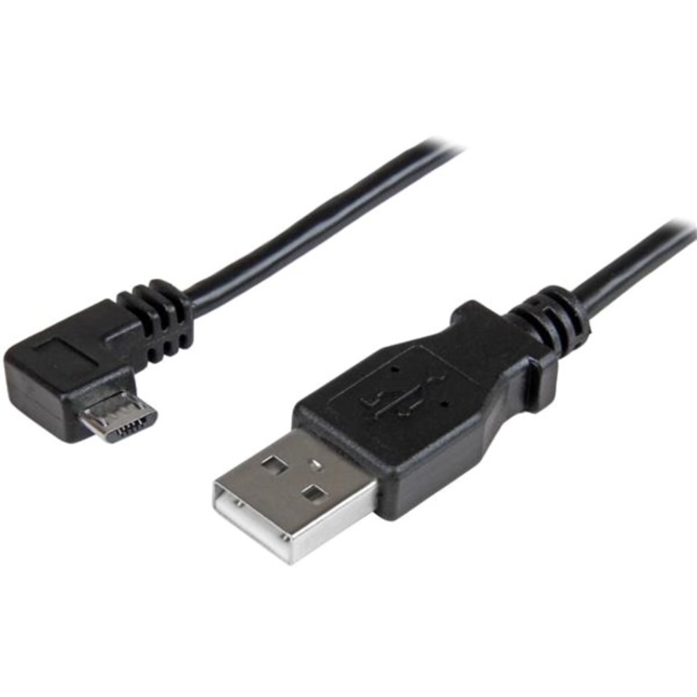 StarTech.com 0.5 m Right Angle Micro USB Cable - Charge and Sync Cable - USB to Micro USB - 24 AWG - 1.64 ft USB Data Transfer Cable for Tablet, Notebook, Phone - First End: 1 x Type A Male USB - Second End: 1 x Type B Male Micro USB  (Min Order Qty 8) MP