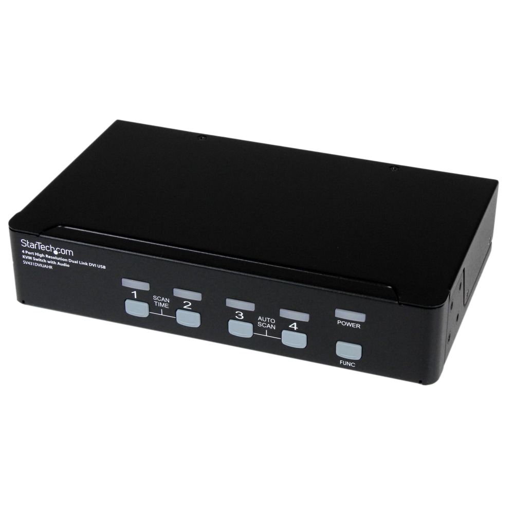 StarTech.com 4 Port High Resolution USB DVI Dual Link KVM Switch with Audio and USB 2.0 Hub (SV431DVIUAHR) - KVM / audio / USB switch - 4 x KVM / audio / USB - 1 local user MPN:SV431DVIUAHR