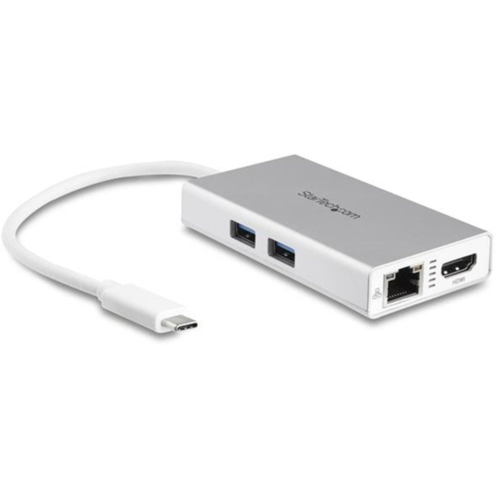 StarTech.com USB C Multiport Adapter - Aluminum - Power Delivery (USB PD) - USB C to Gigabit Ethernet / 4K HDMI / USB 3.0 Hub - Power and charge your laptop through USB Type C (5Gbps), and create a workstation adding 4K video, GbE and two USB 3.0 ports MP