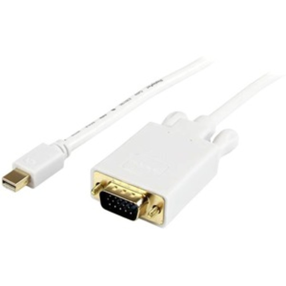 StarTech.com 10 ft Mini DisplayPort to VGA Adapter Converter Cable - mDP to VGA 1920x1200 - White - Connect a Mini DisplayPort-equipped PC or Mac to a VGA monitor/projector, with a 10ft white cable - Mini DisplayPort to VGA Converter (Min Order Qty 3) MPN