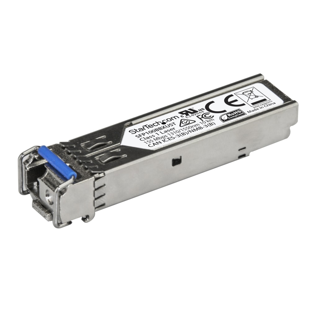 StarTech.com 100BASE-BX MSA Compliant Upstream SFP Module - LC Connector - Fiber SFP Transceiver - Lifetime Warranty - 100 Mbps - Max. Transfer Distance 10 km (6.2 mi) - 100BASE-BX fiber transceiver adds reliable 1Gb over fiber MPN:SFP100BBXUST