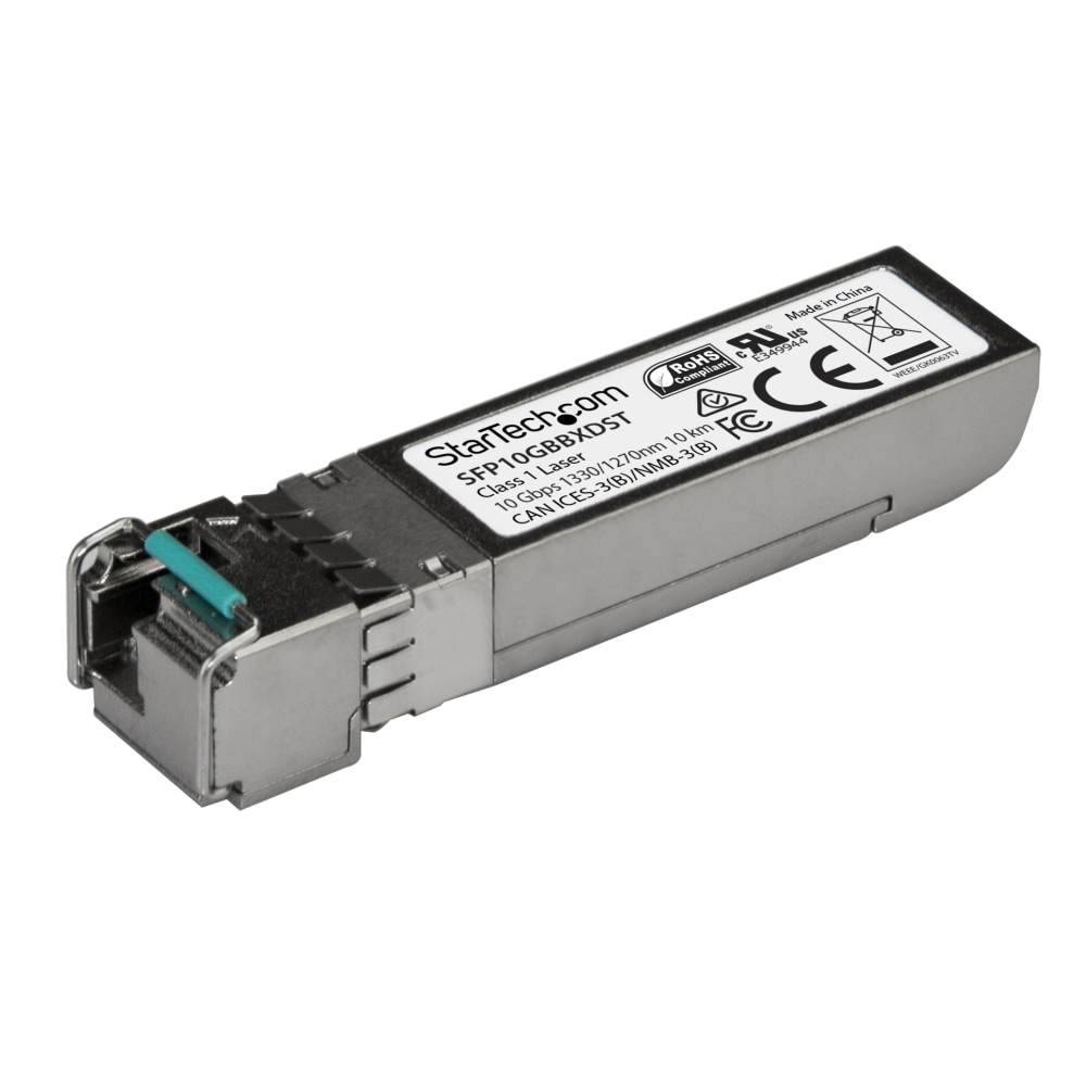 StarTech.com 10GBASE-BX MSA Compliant Downstream SFP+ Module - LC Connector - Fiber SFP+ Transceiver - Lifetime Warranty - 10 Gbps - Max. Transfer Distance 10 km (6.2 mi) - 10GBASE-BX fiber transceiver adds reliable 10Gb over fiber MPN:SFP10GBBXDST