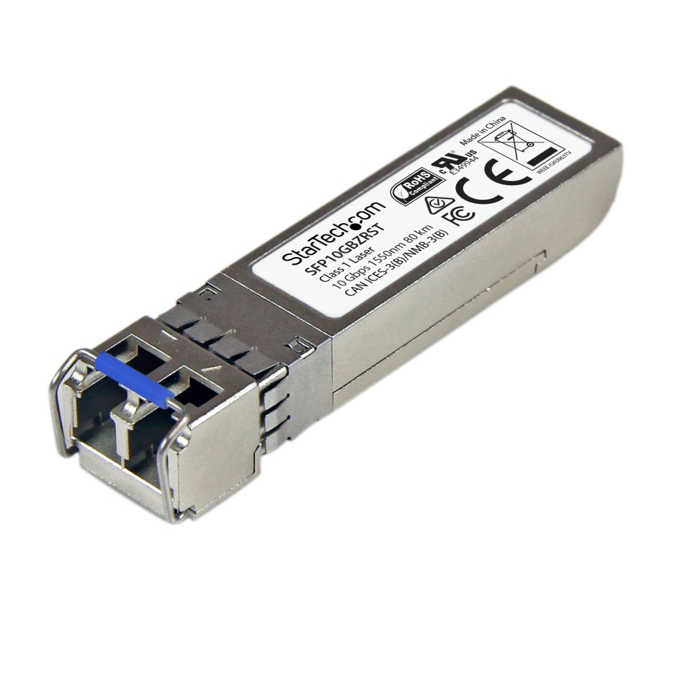 StarTech.com 10GBASE-ZR MSA Compliant SFP+ Module - LC Connector - Fiber SFP+ Transceiver - Lifetime Warranty - 10 Gbps - Max. Transfer Distance 80 km (49.7 mi) - 10GBASE-ZR fiber transceiver adds reliable 10Gb over fiber - StarTech.com lifetime warranty 