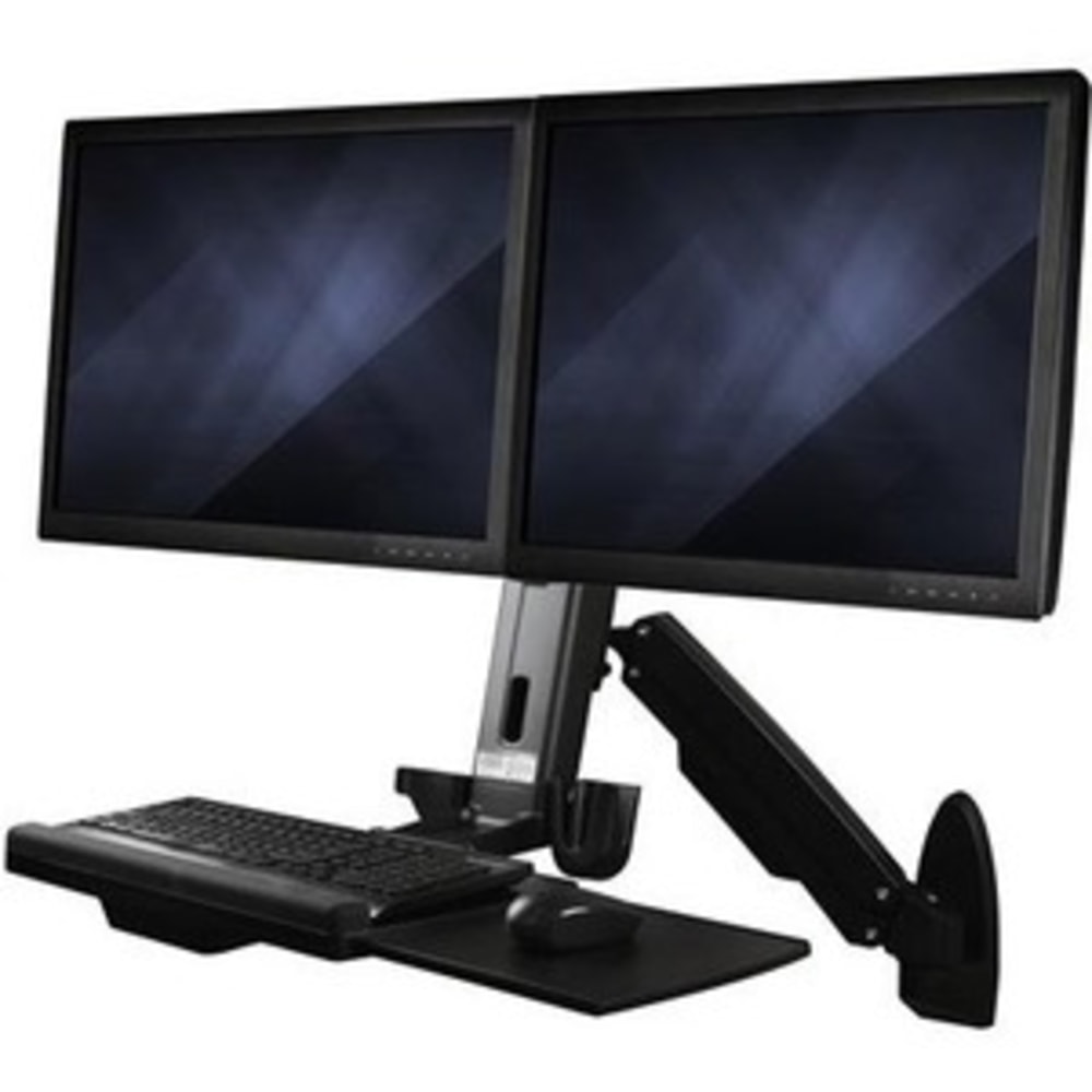 StarTech.com Wall Mount Workstation, Full Motion Standing Desk with Ergonomic Height Adjustable Dual VESA Monitor & Keyboard Tray Arm - Ergonomic wall-mount workstation - Dual VESA monitors up to 24in/17lb per screen MPN:WALLSTS2