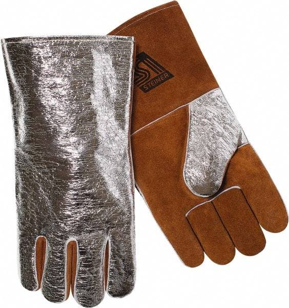 Size Universal Wool Lined Aluminized Leather Welding Glove MPN:02122-L