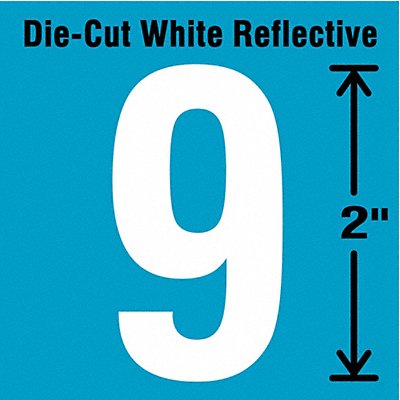 Die-Cut Refl. Number Label 9 2In H PK5 MPN:DWR-2-9-5