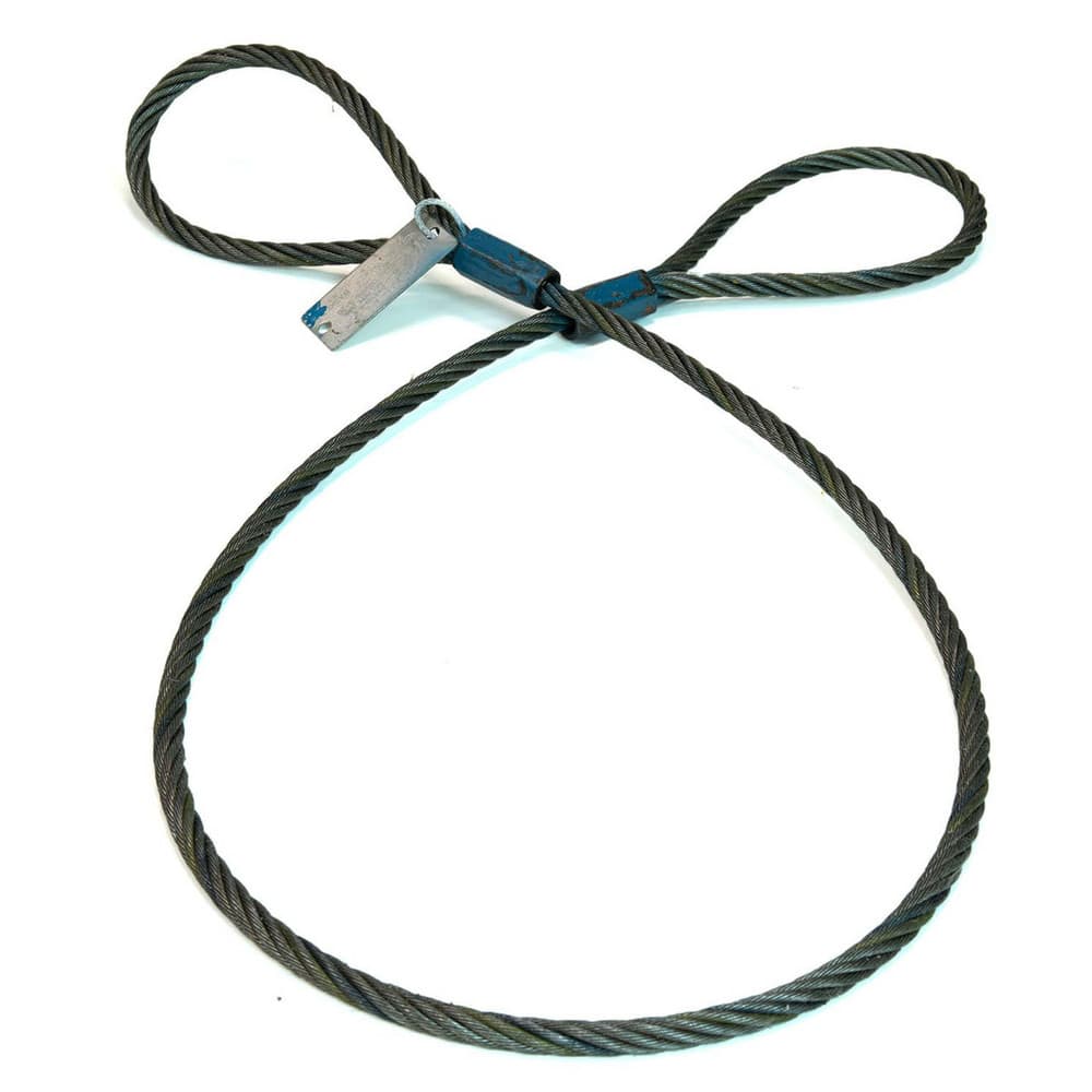 Wire Rope Sling: 4' Long, 7,800 lb Vertical, 5,800 lb Choker, 15,600 lb Basket, Steel MPN:WRSEE1004