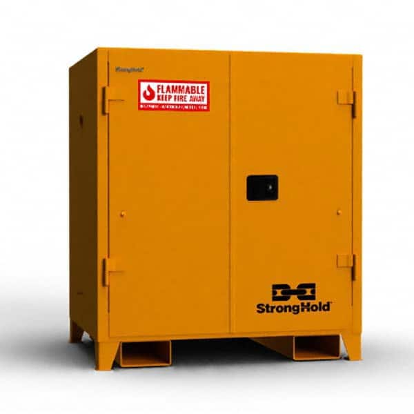 Flammable & Hazardous Storage Cabinets: 60 gal Drum, 2 Door, 2 Shelf, Manual Closing, Yellow MPN:60FSHD-MC-FLP-2