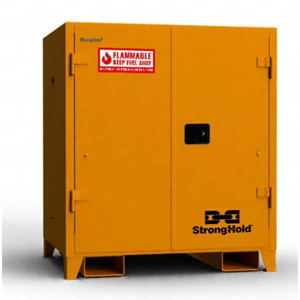 Flammable & Hazardous Storage Cabinets: 60 gal Drum, 2 Door, 2 Shelf, Self Closing, Yellow MPN:60FSHD-SC-FLP-2