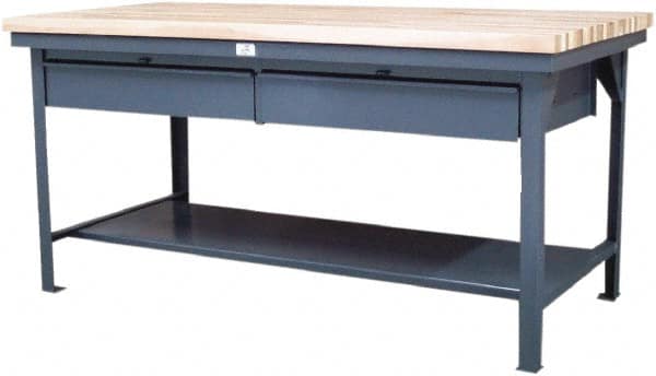 Stationary Work Table: Steel, Dark Gray MPN:T7236-2DB