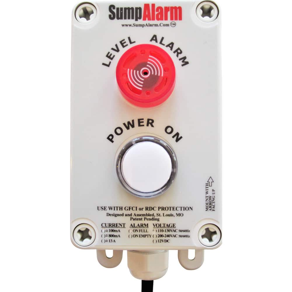 High-Water Alarms, Voltage: 100-120 VAC, Maximum Operating Temperature C: 60.000, Material: Polycarbonate, Alarm Level: White Power Indicator Light MPN:SA-120V-2L-100S