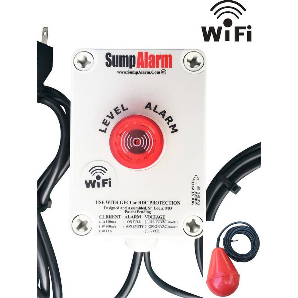 High-Water Alarms, Voltage: 100-120 VAC, Maximum Operating Temperature C: 60.000, Material: Polycarbonate, Alarm Level: Email, Red warning light, Text MPN:SA-1L-100SB-WIF