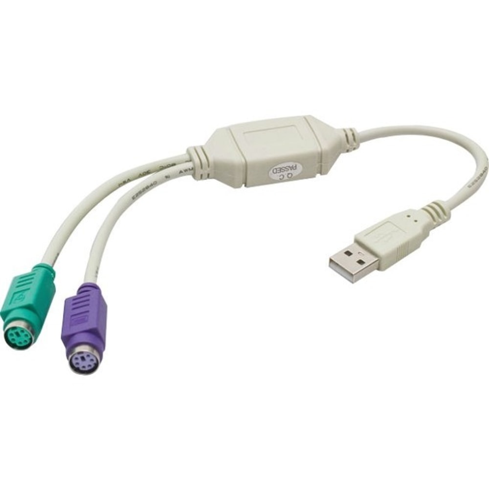 SYBA Multimedia USB 1.1 to PS2 Connector (Keyboard and Mouse) - 1.04 ft (PS/2)/USB Data Transfer Cable for Keyboard/Mouse - First End: 1 x 6-pin Mini-DIN (PS/2) - Female - Second End: 1 x USB 1.1 Type A - Male - Splitter Cable - 1 (Min Order Qty 5) MPN:SY