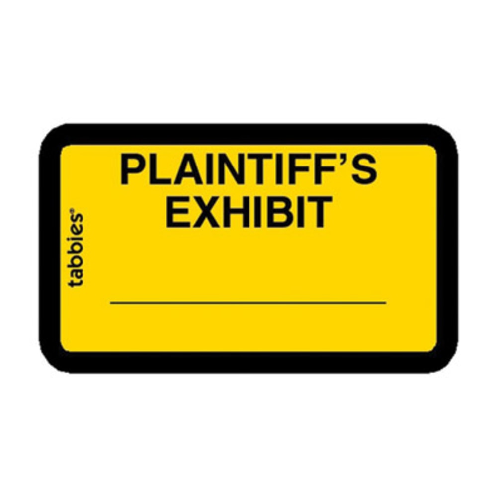 Tabbies Plaintiffs Exhibit Legal File Labels, 58094, 1 5/8inW x 1inL, Yellow, Pack Of 252 (Min Order Qty 9) MPN:58094