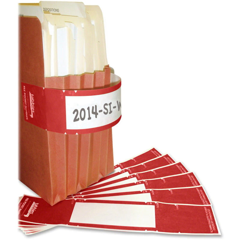 Tabbies File Pocket Handles, TAB68805, 2inW x 9 5/8inL, Red, Tyvek, Pack Of 48 (Min Order Qty 3) MPN:68805