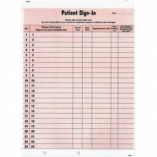 Sign-In Label Form: 125 Sheets, One Form per Sheet Ruled MPN:TAB14530