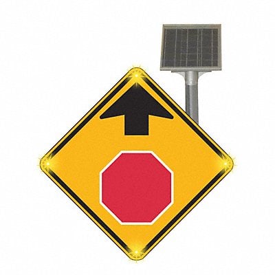 LED Sign Stop Sign Ahead Aluminum 30x30 MPN:2180-00236