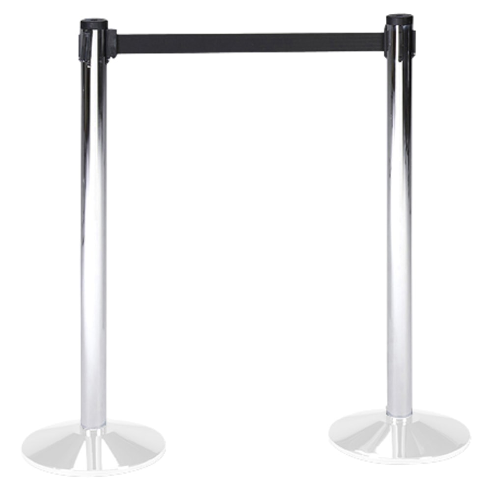 Tatco Adjusta-Tape Chrome Crowd Control Stanchions, 40inH, Chrome, Box Of 2 MPN:11500