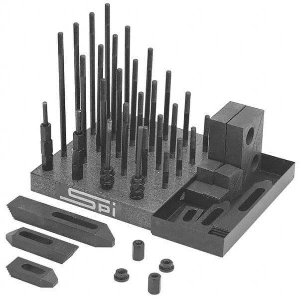 Fixture Clamp Step Block & Clamp Set: 53 Pc, 5/16-18 Stud Thread, 5/16