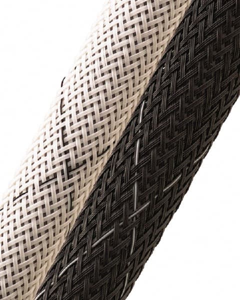 500 Ft. Long, Black and White Braided Expandable Cable Sleeve MPN:FRN0.38BK500