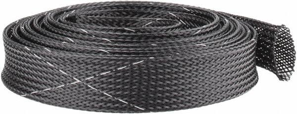 10 Ft. Long, Black and White Braided Expandable Cable Sleeve MPN:FRN0.75BK10