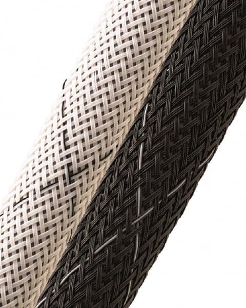 10 Ft. Long, Black and White Braided Expandable Cable Sleeve MPN:FRN1.25BK10