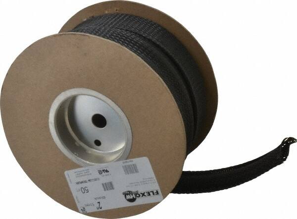 50 Ft. Long, Black Braided Expandable Cable Sleeve MPN:HWN2.00*50