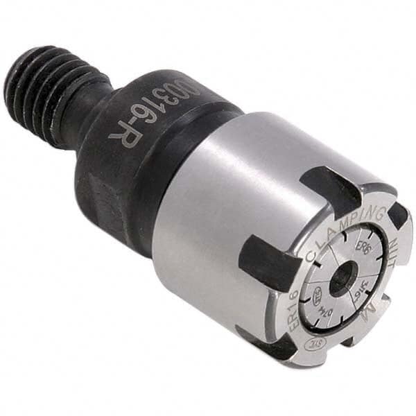 Collet Chuck: 1 to 10.5 mm Capacity, ER Collet, Threaded Shank MPN:00316-R