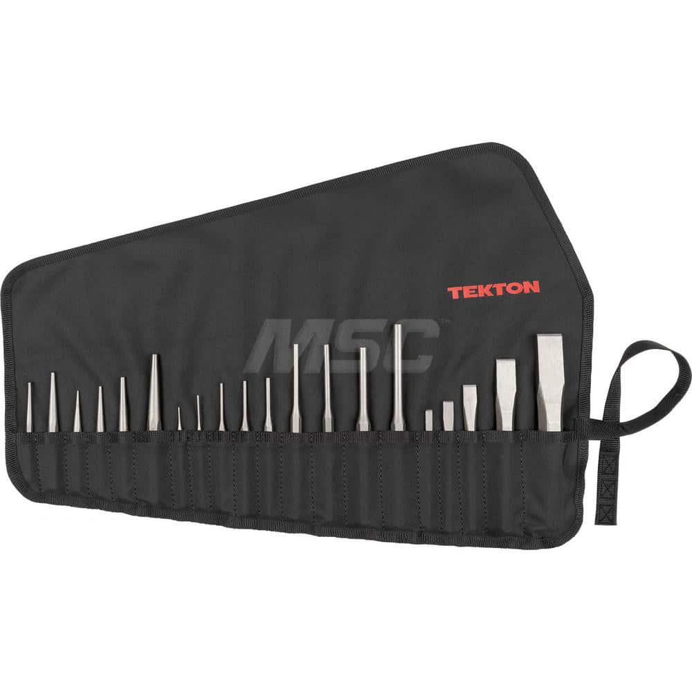 Punch and Chisel Set, 20-Piece (Center, Solid, Pin, Chisel) - Pouch MPN:PNC99101