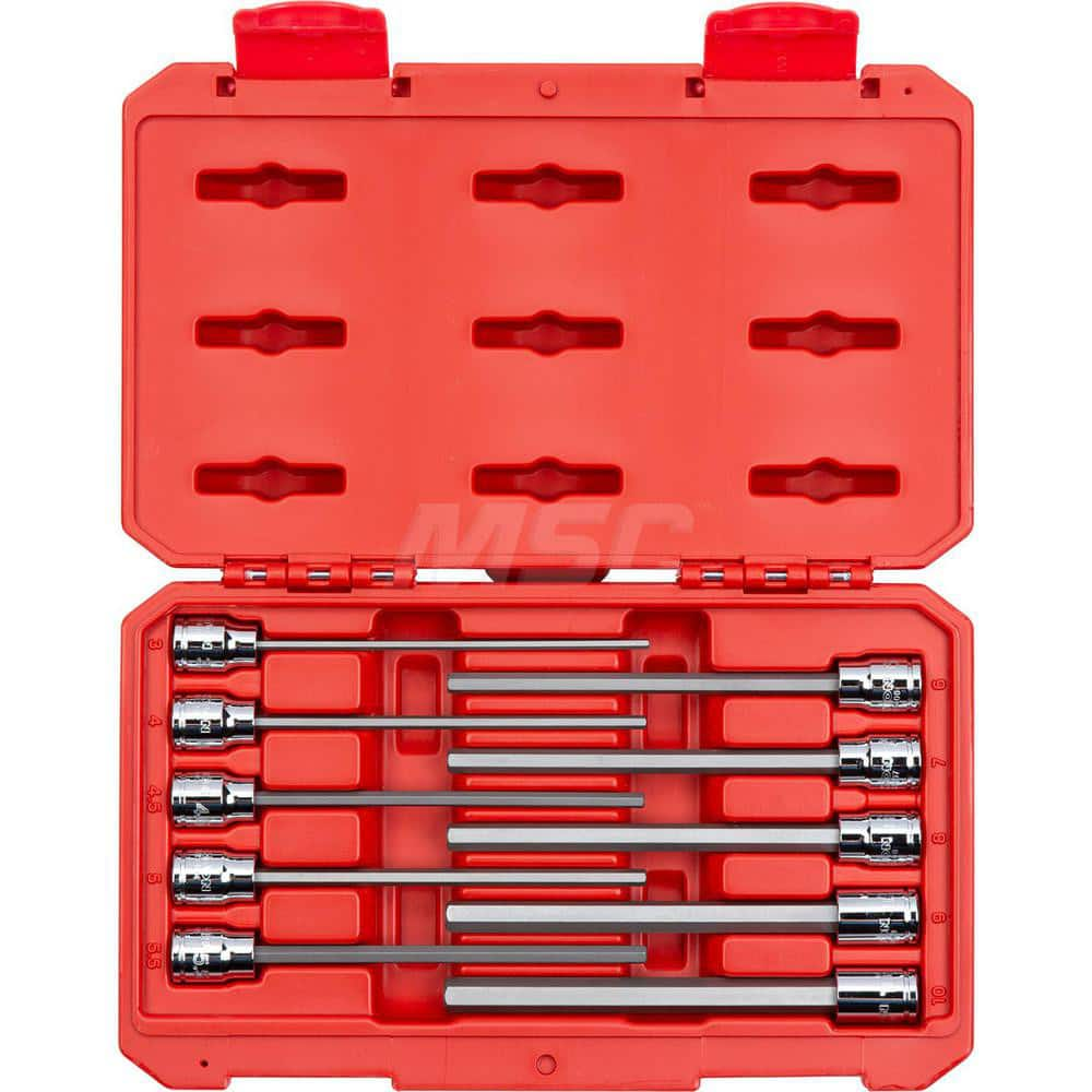 3/8 Inch Drive Long Hex Bit Socket Set, 10-Piece (3-10 mm) MPN:SHB91302