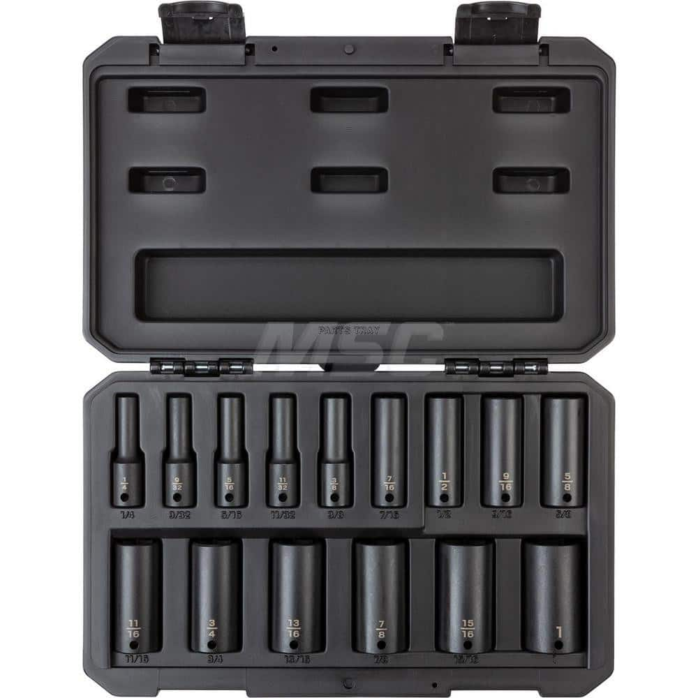 Socket Set Socket Set: 15 Pc, 1/4 to 1