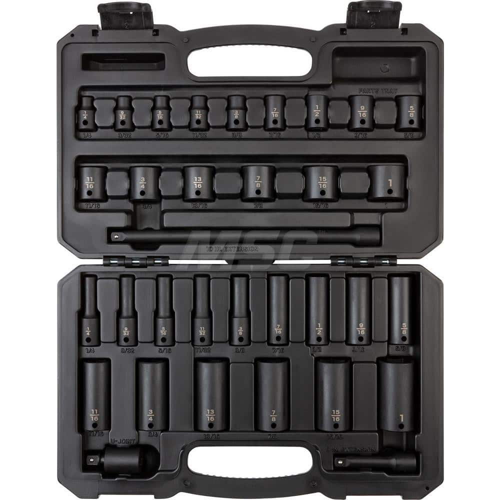 Socket Set Socket Set: 33 Pc, 1/4 to 1