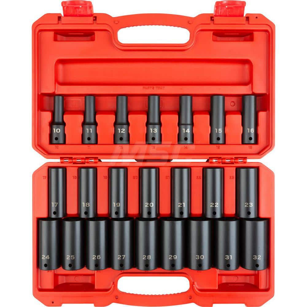 1/2 Inch Drive Deep 6-Point Impact Socket Set, 23-Piece (10-32 mm) MPN:SID92330