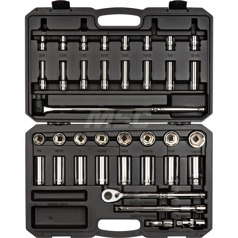 1/2 Inch Drive 6-Point Socket and Ratchet Set, 38-Piece (3/8 - 1-5/16 in.) MPN:SKT25101